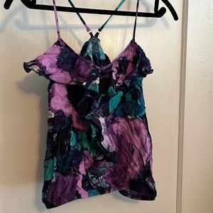 Ruffled Floral Water Color Tank